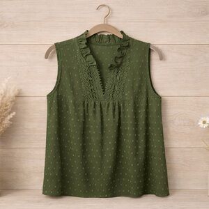 SHEIN Olive Green Ruffle Blouse